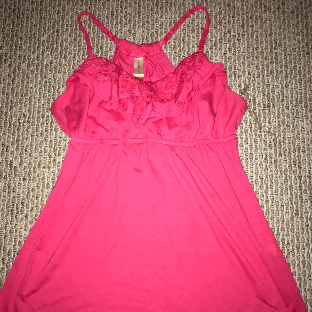 Hot pink ruffled shirt